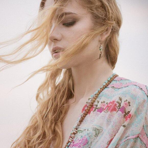 Aragonite Natural Stone Drop Earrings - Picture 2 of 4